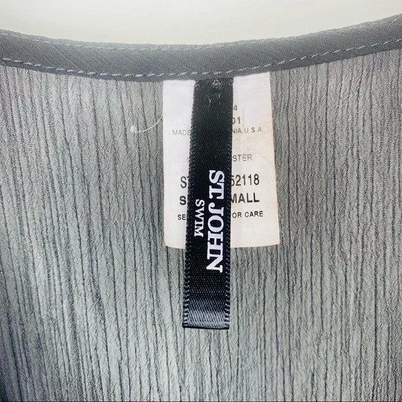 St. John Swim Suit Cover Up Chiffon Sheer Sequin Bead Tie Waist Beach Pool Black - Picture 8 of 10